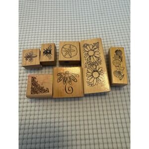 Rubber Stamps Lot Fleur Bee Sand Dollar Flower‎ Seashell Crafting Card Making